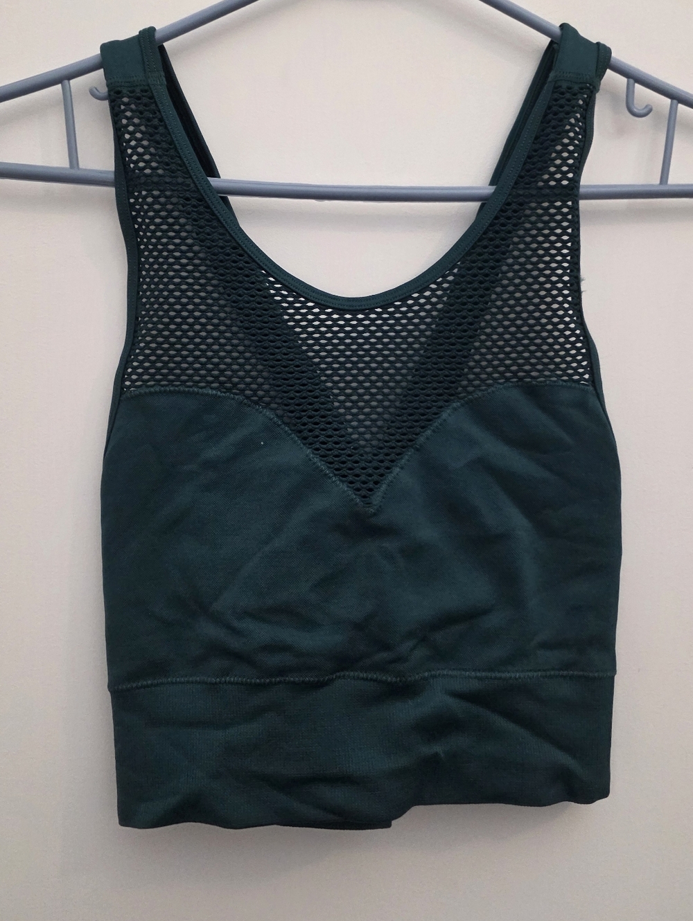 Green Yoga Set Leggings & Sports Bra Mesh Panel Workout Activewear Set